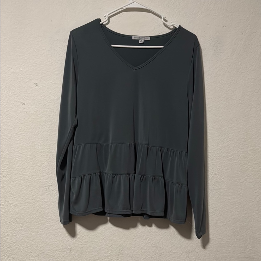 Green Envelope - Long Sleeve Dolman Top - Medium
